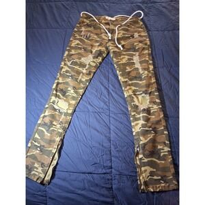 Seize And Desist Camo Jeans 32x32 Straight Leg Distressed Zip Ankle Skate Grunge